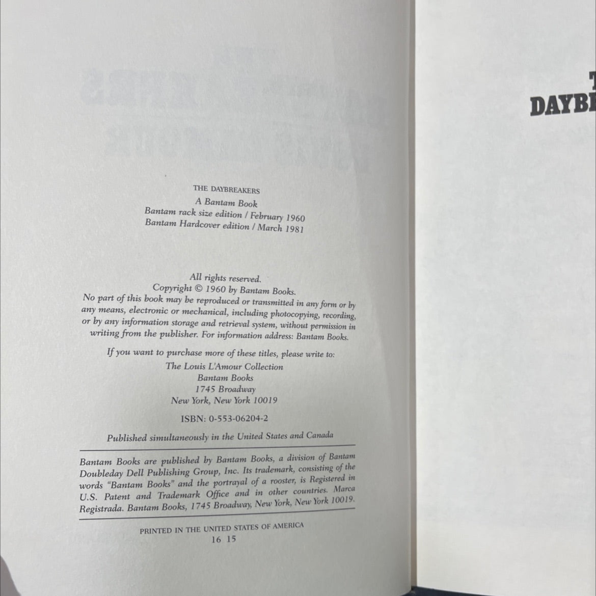 the daybreakers book, by louis l'amour, 1981 Leather image 3