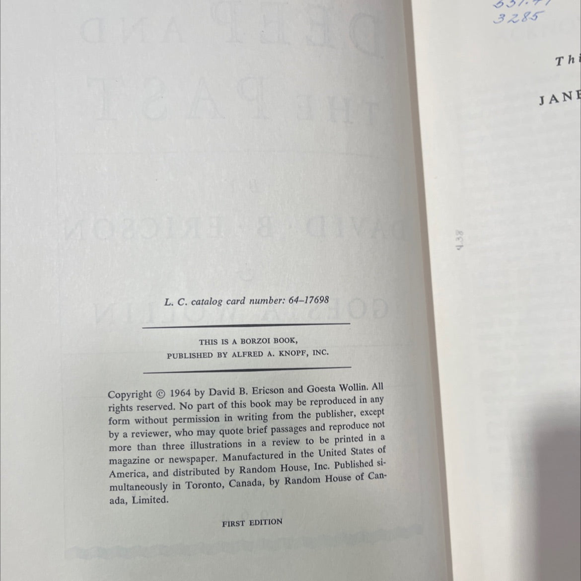 the deep and the past book, by David B. Ericson and Goesta Wollin, 1964 Hardcover image 3