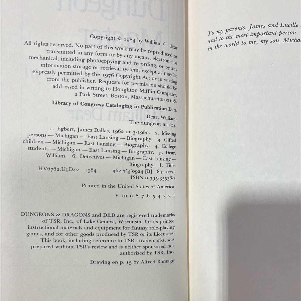 the dungeon master book, by William Dear, 1984 Hardcover image 3