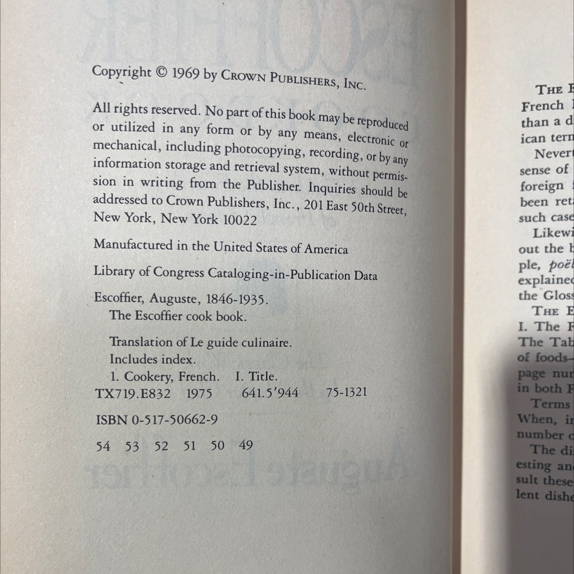 the escoffier cook book book, by auguste escoffier, 1969 Hardcover image 3