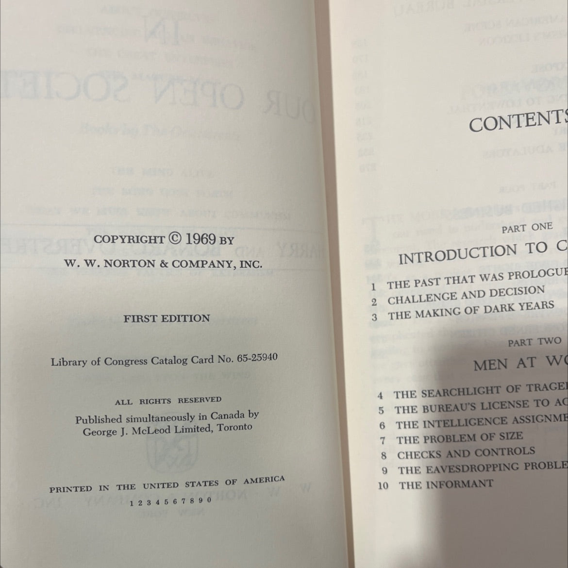 the fbi in our open society book, by sm harry and bonaro overstreet, 1969 Hardcover, Vintage image 3