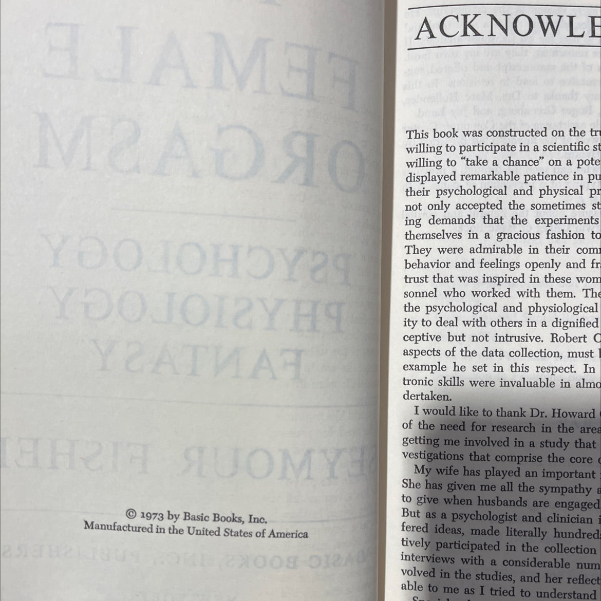 the female orgasm psychology physiology fantasy book, by seymour fisher, 1973 Hardcover, Vintage image 3