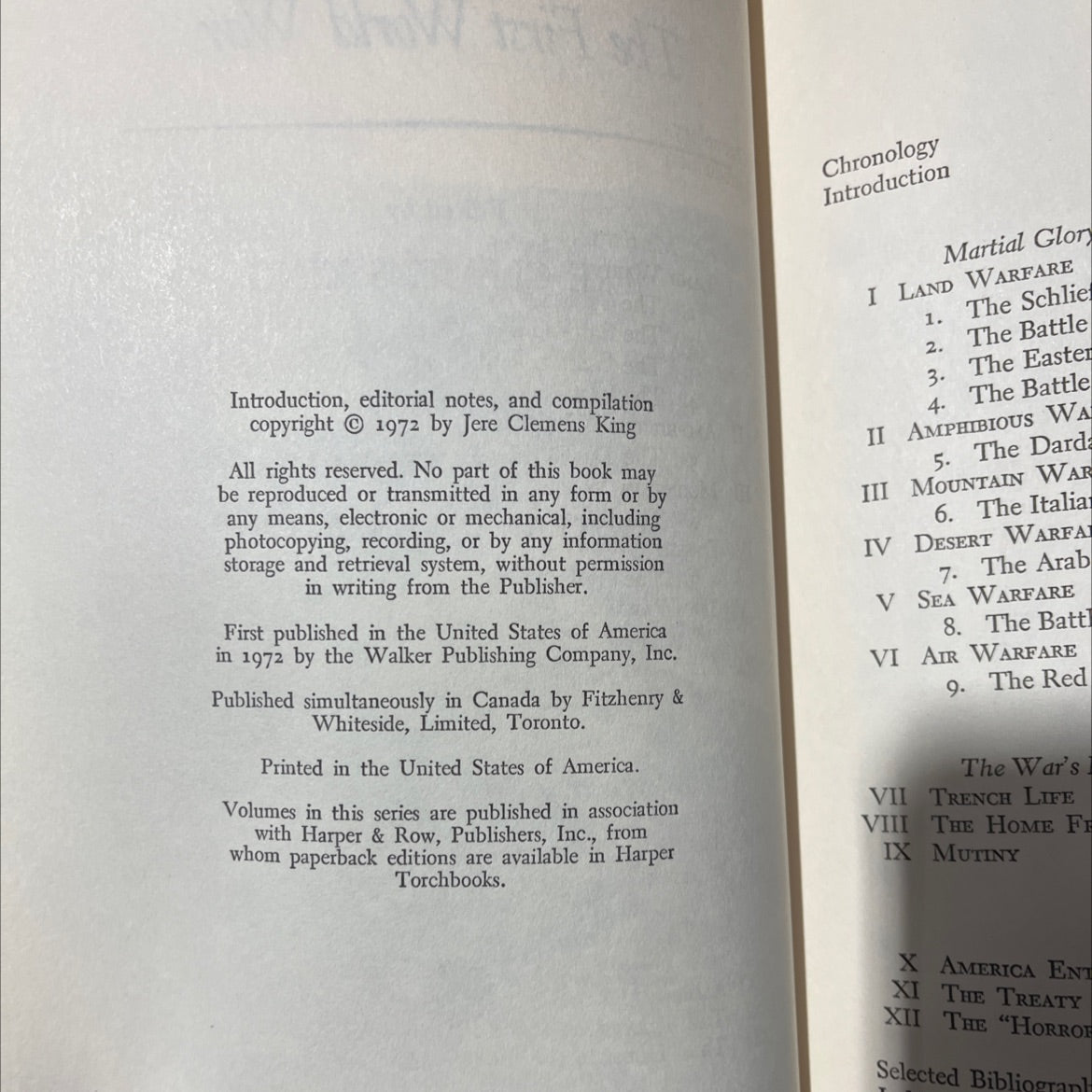 the first world war book, by jere clemens king, 1972 Hardcover image 3