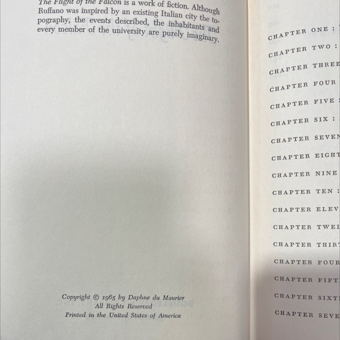 the flight of the falcon book, by daphne du maurier, 1965 Hardcover image 3