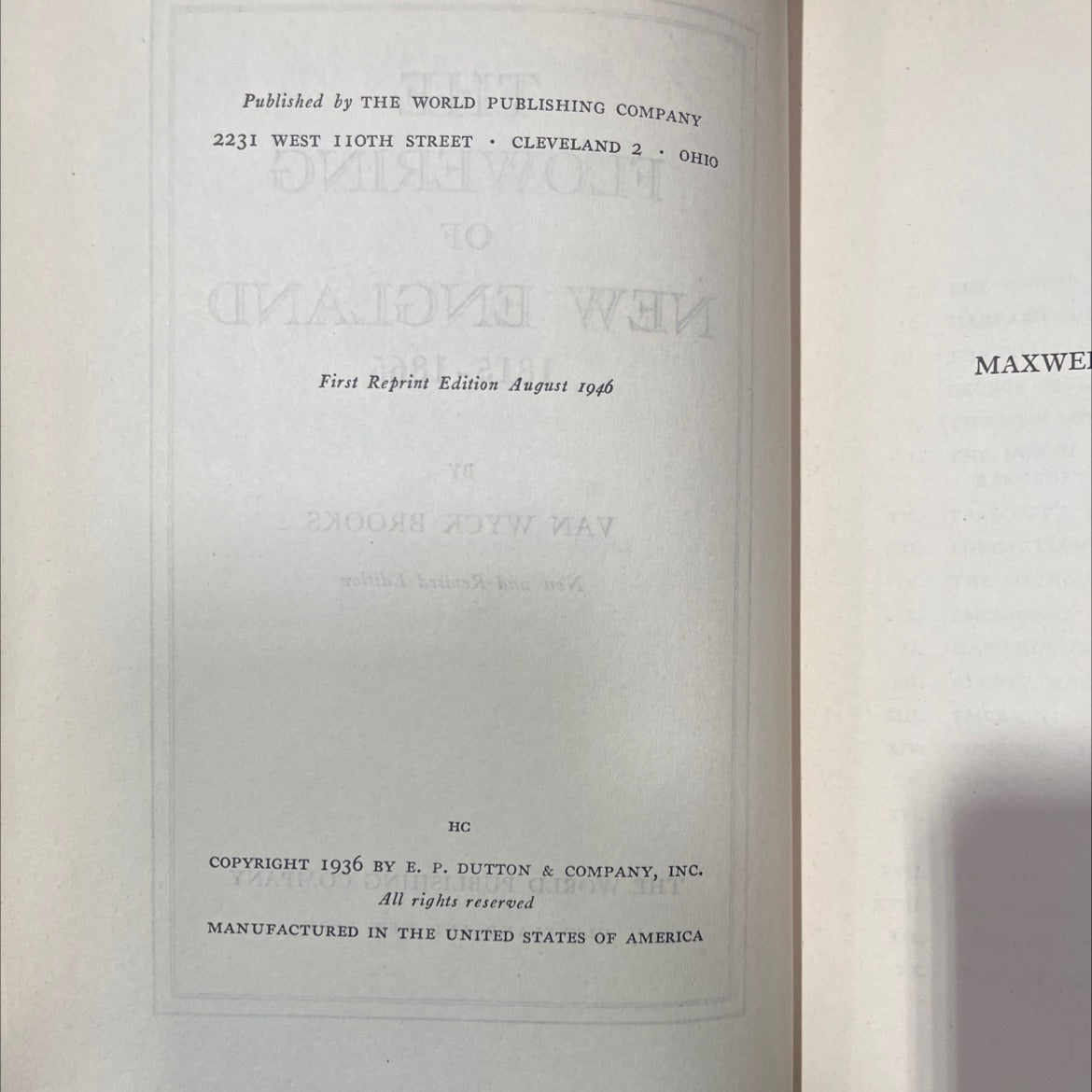 the flowering of new england 1815-1865 book, by van wyck brooks, 1946 Hardcover image 3