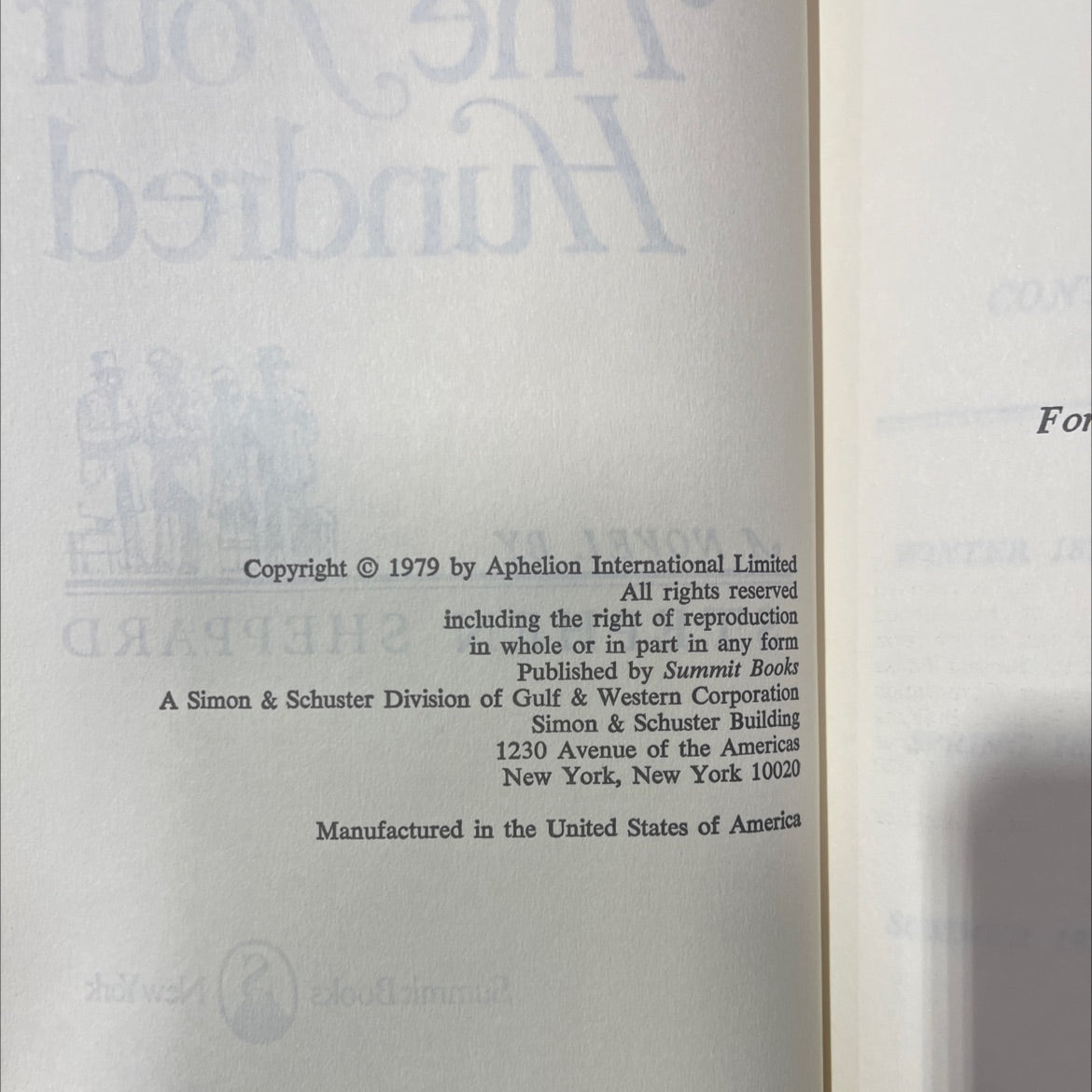 the four hundred book, by stephen sheppard, 1979 Hardcover image 3