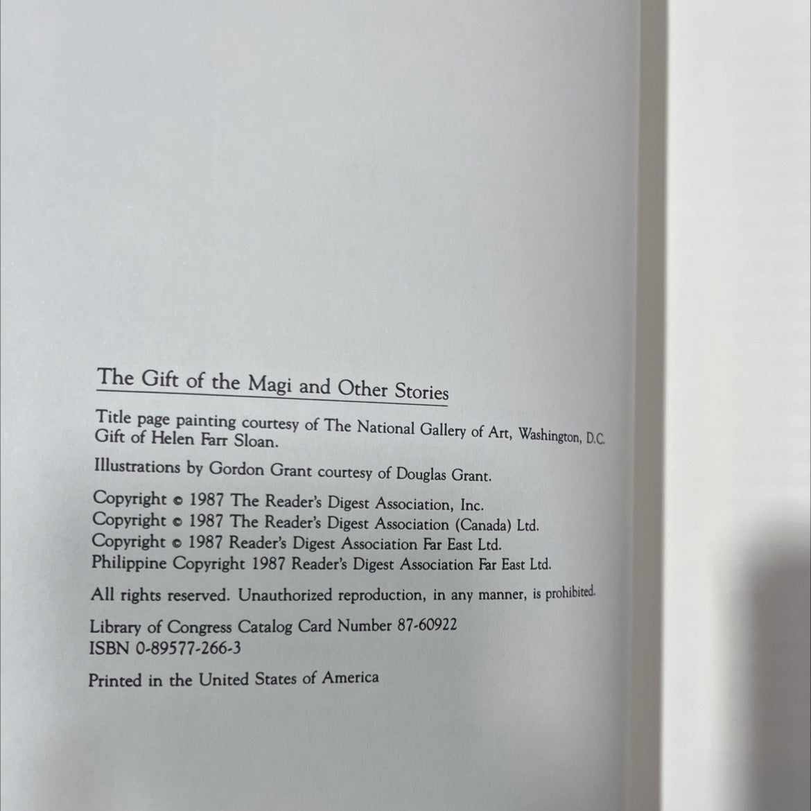 the gift of the magi and other stories book, by O. Henry, 1987 Leather image 3