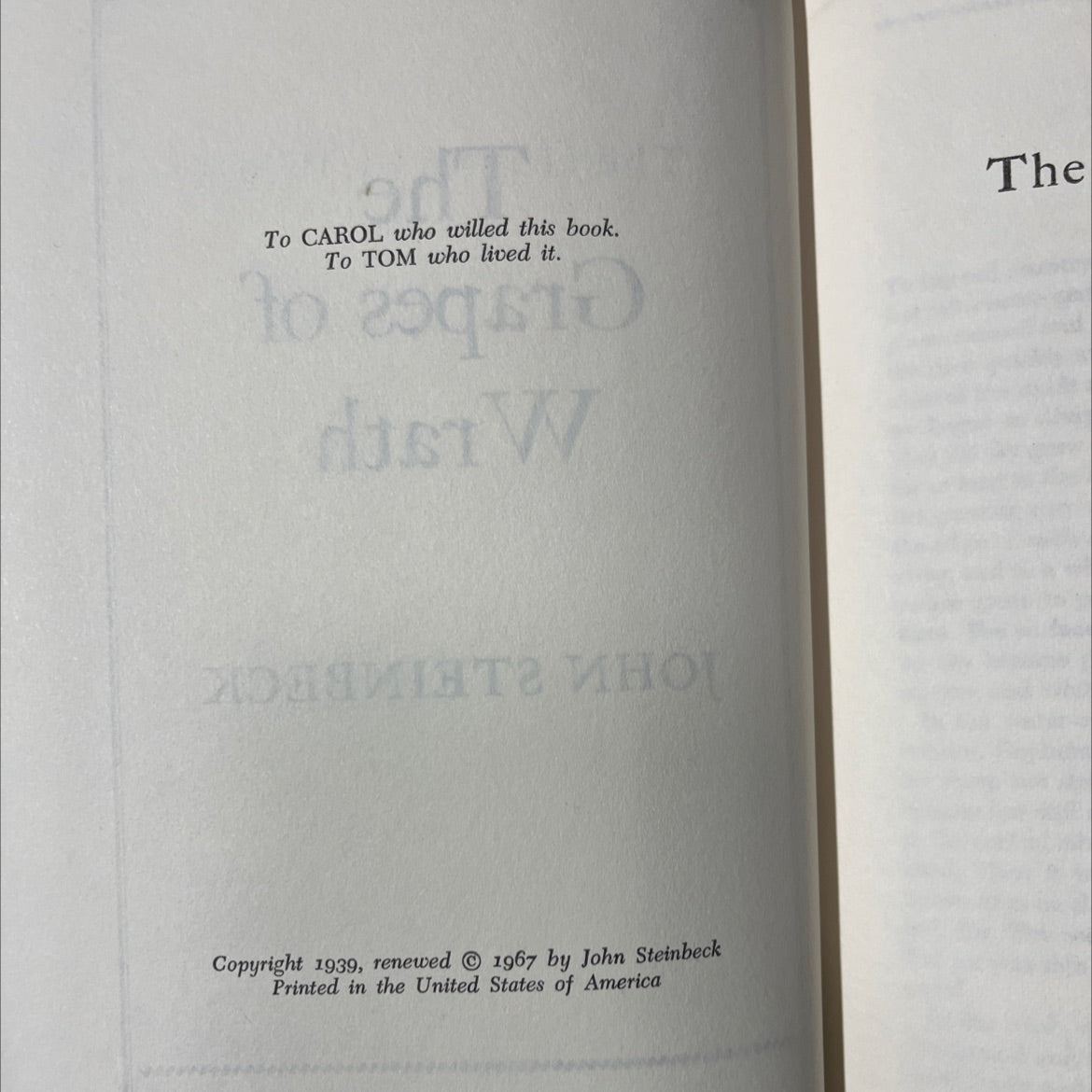 the grapes of wrath book, by john steinbeck, 1967 Hardcover image 3