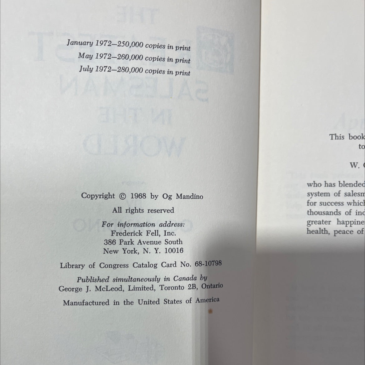 the greatest salesman in the world book, by og mandino, 1972 Hardcover image 3