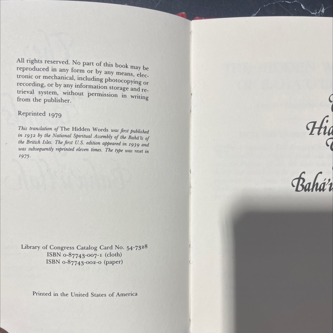 the hidden words of bahá'u'lláh book, by bahá'u'lláh, 1979 Hardcover image 3
