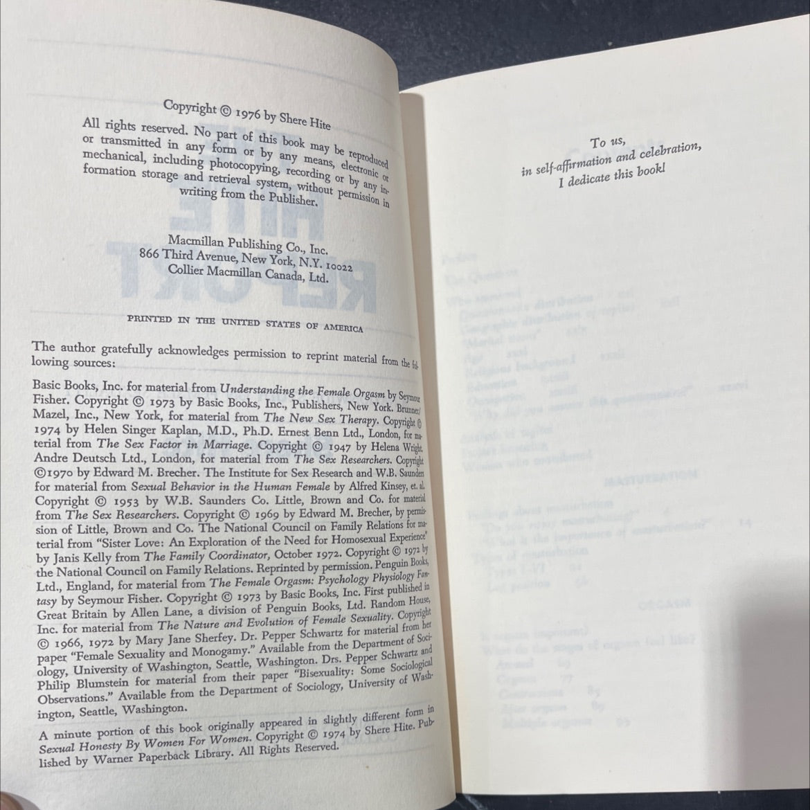 the hite report a nationwide study on female sexuality book, by shere hite, 1976 Hardcover image 3