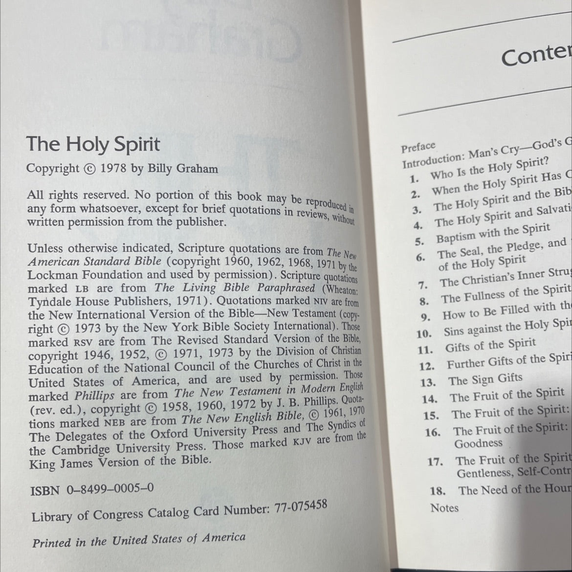 the holy spirit activating god's power in your life book, by billy graham, 1978 Hardcover image 3