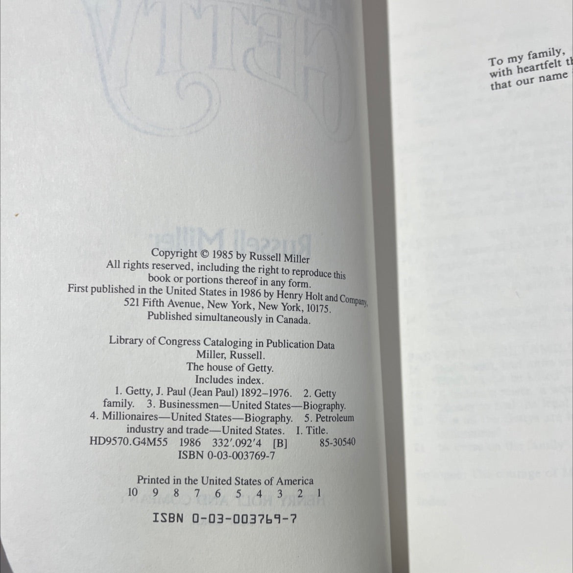 the house of getty book, by Russell Miller, 1986 Hardcover image 3