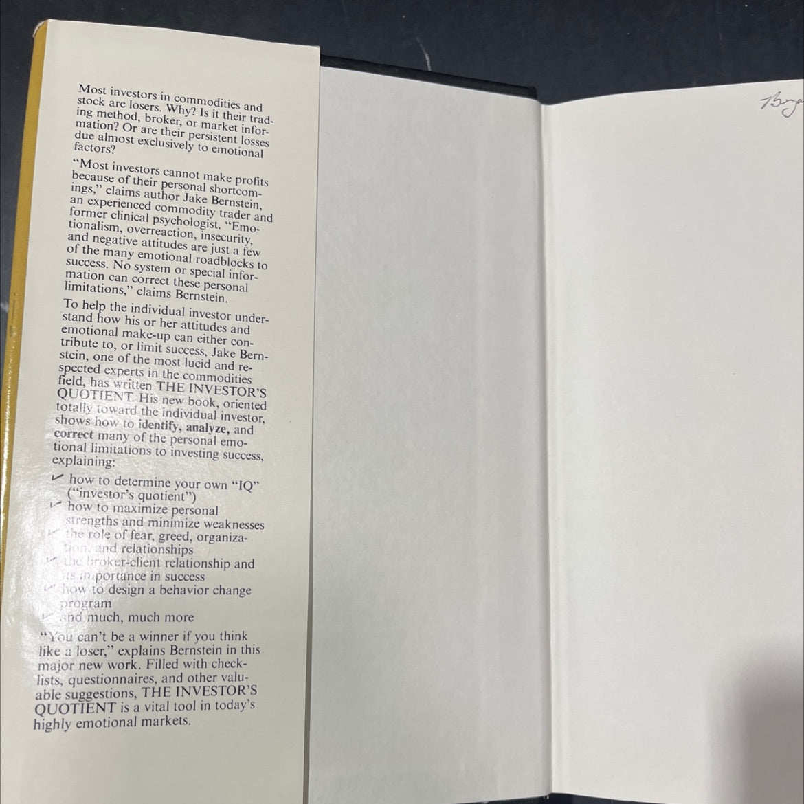 the investor's quotient book, by Jacob Bernstein, 1980 Hardcover image 4