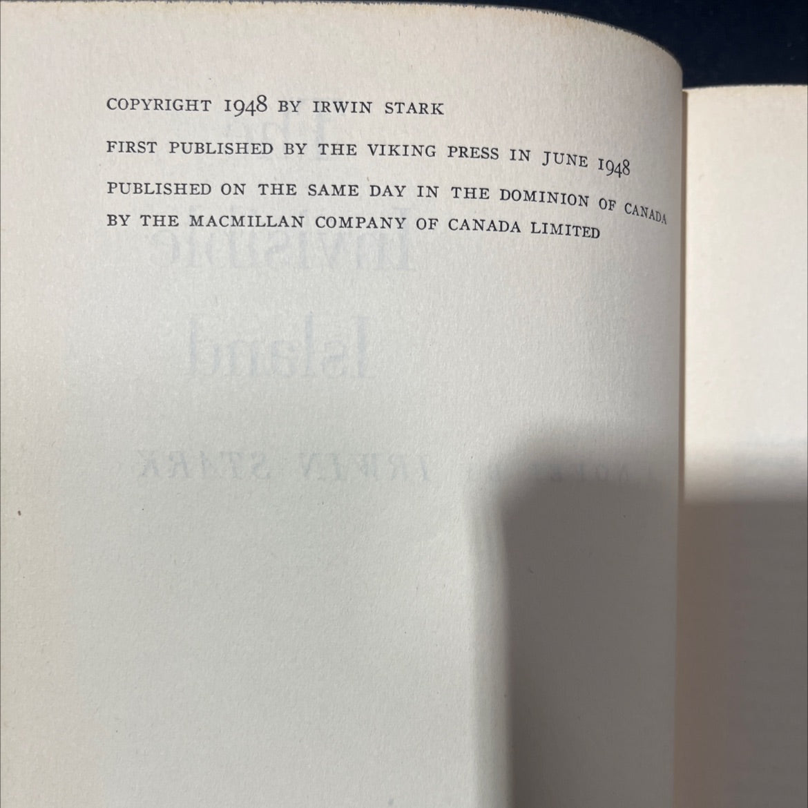 the invisible island book, by irwin stark, 1948 Hardcover image 3