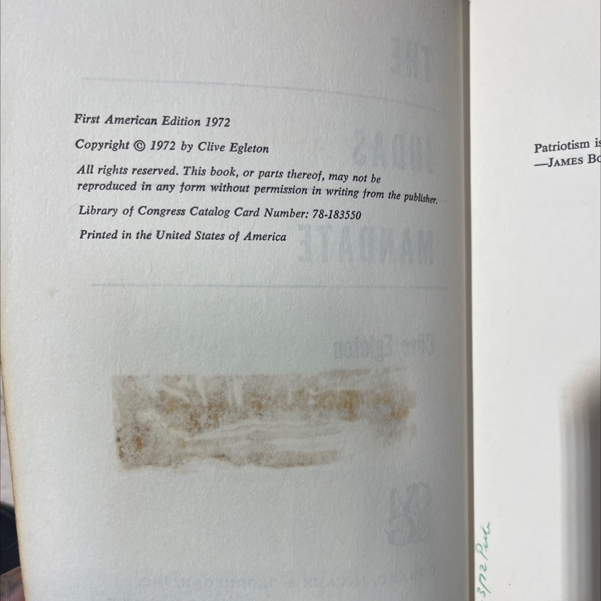 the judas mandate book, by Clive Egleton, 1972 Hardcover image 3