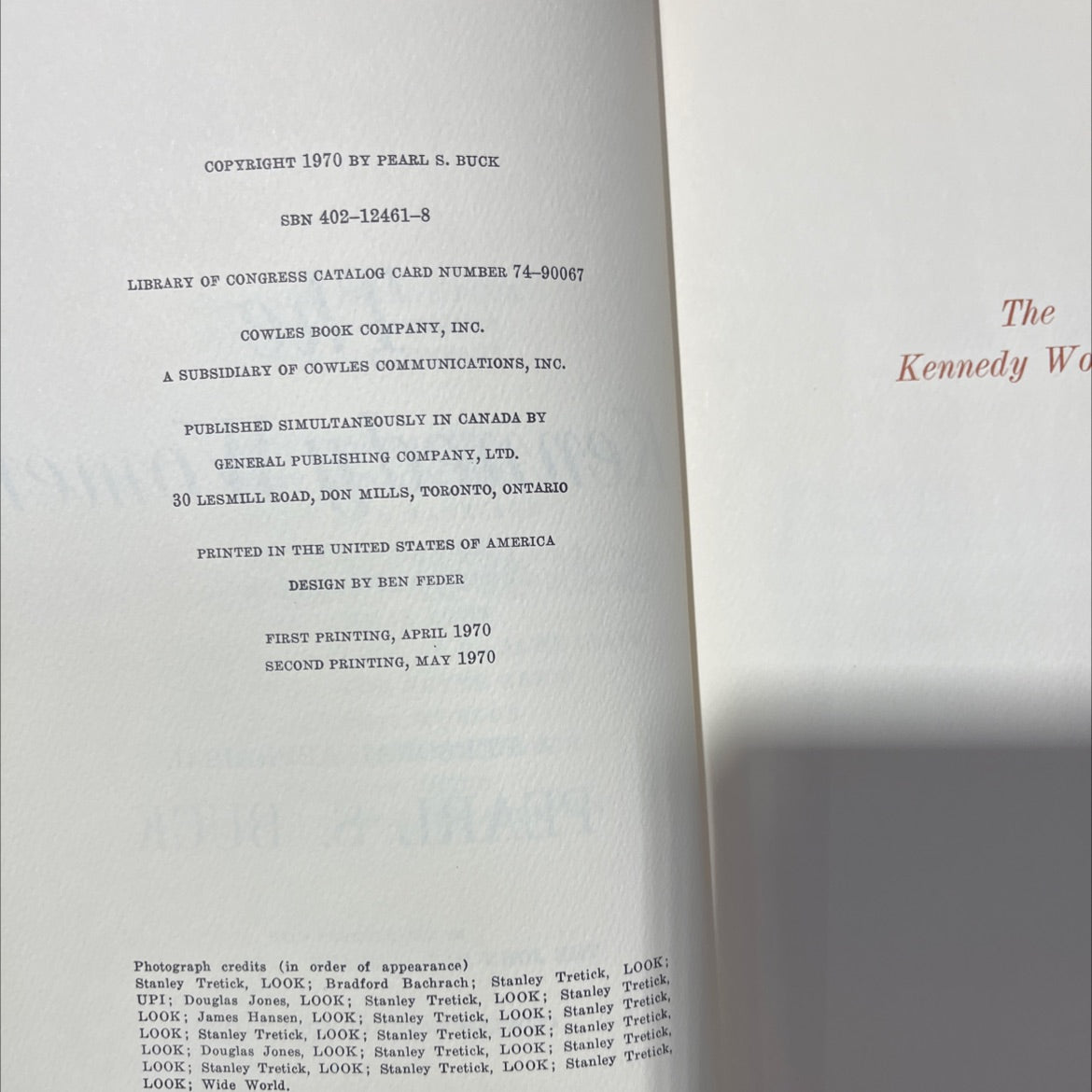 the kennedy women book, by pearl s. buck, 1970 Hardcover, Vintage image 3