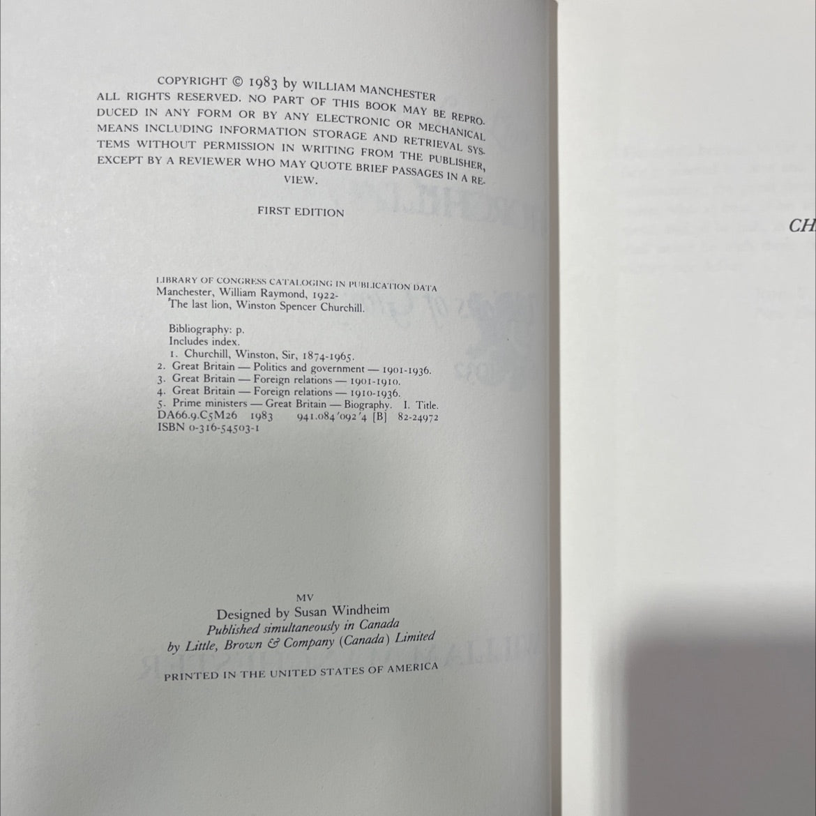 the last lion, winston spencer churchill book, by william manchester, 1983 Hardcover image 3