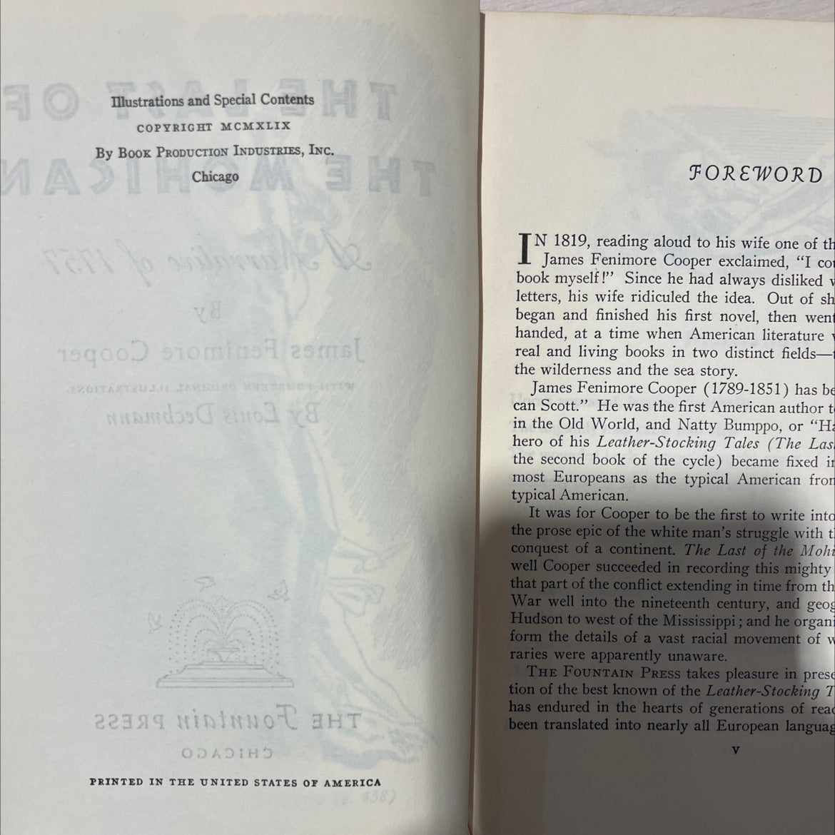 the last of the mohicans book, by James Fenimore Cooper, 1949 Hardcover, Vintage image 3