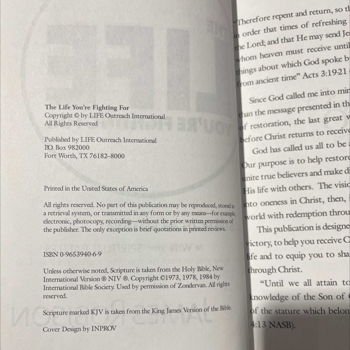 the life you're fighting for book, by james robison, 1995 Hardcover image 3