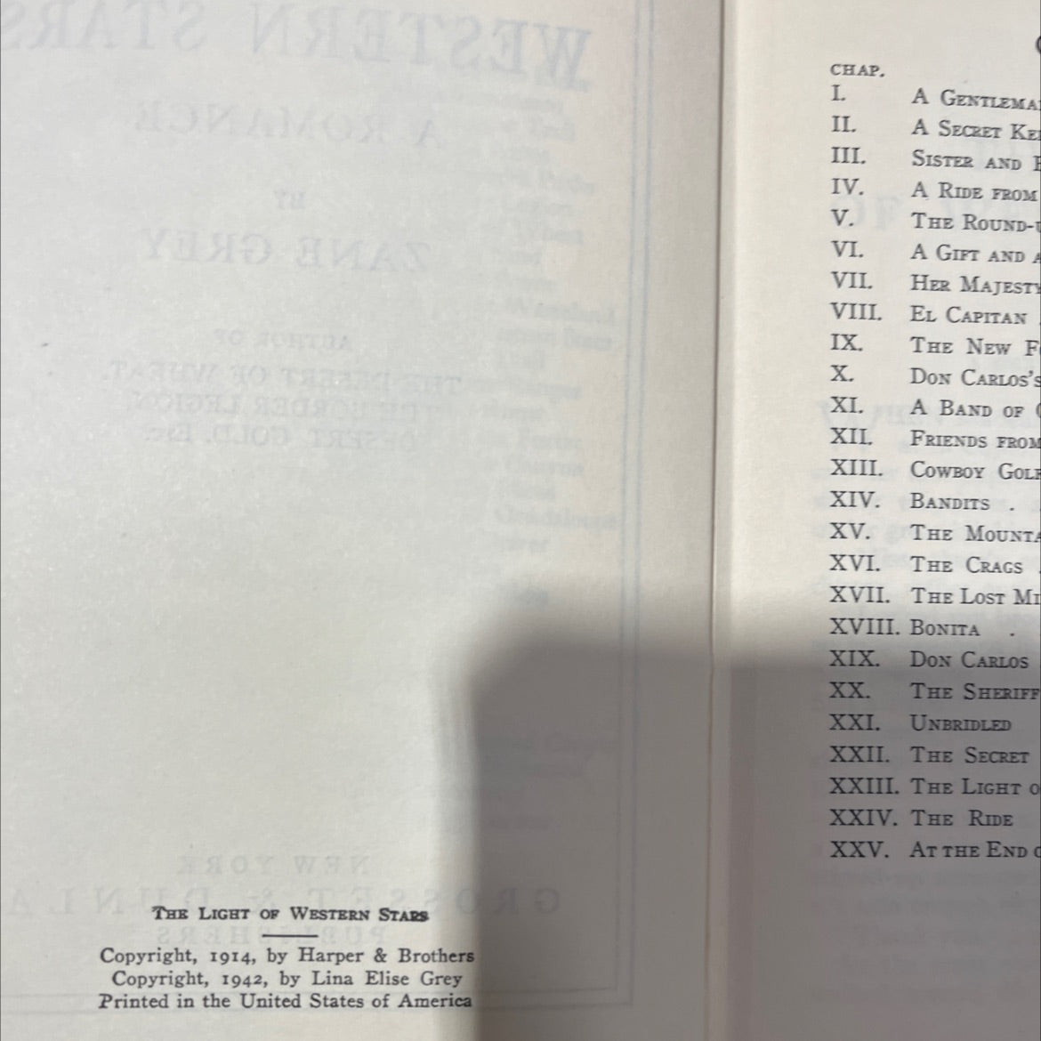 the light of western stars book, by zane grey, 1942 Hardcover, Antique image 3