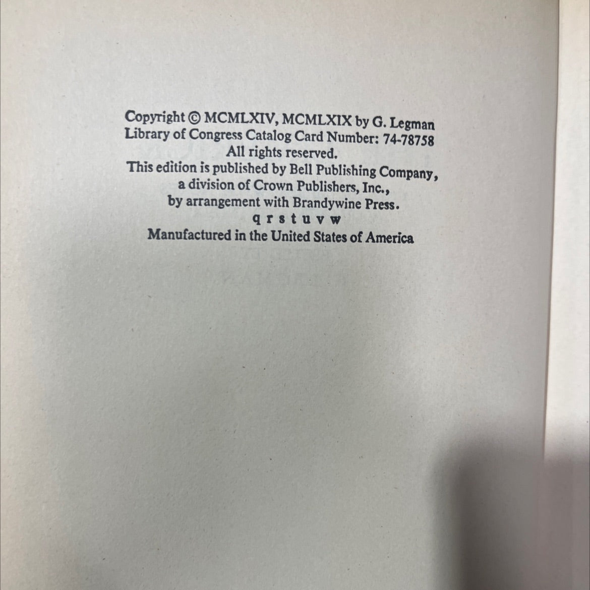 the limerick 1700 examples, with notes variants and index book, by g. legman, 1969 Hardcover image 3