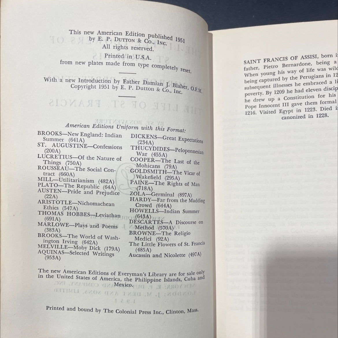 the little flowers of st. francis book, by st. bonaventure, 1951 Hardcover image 3