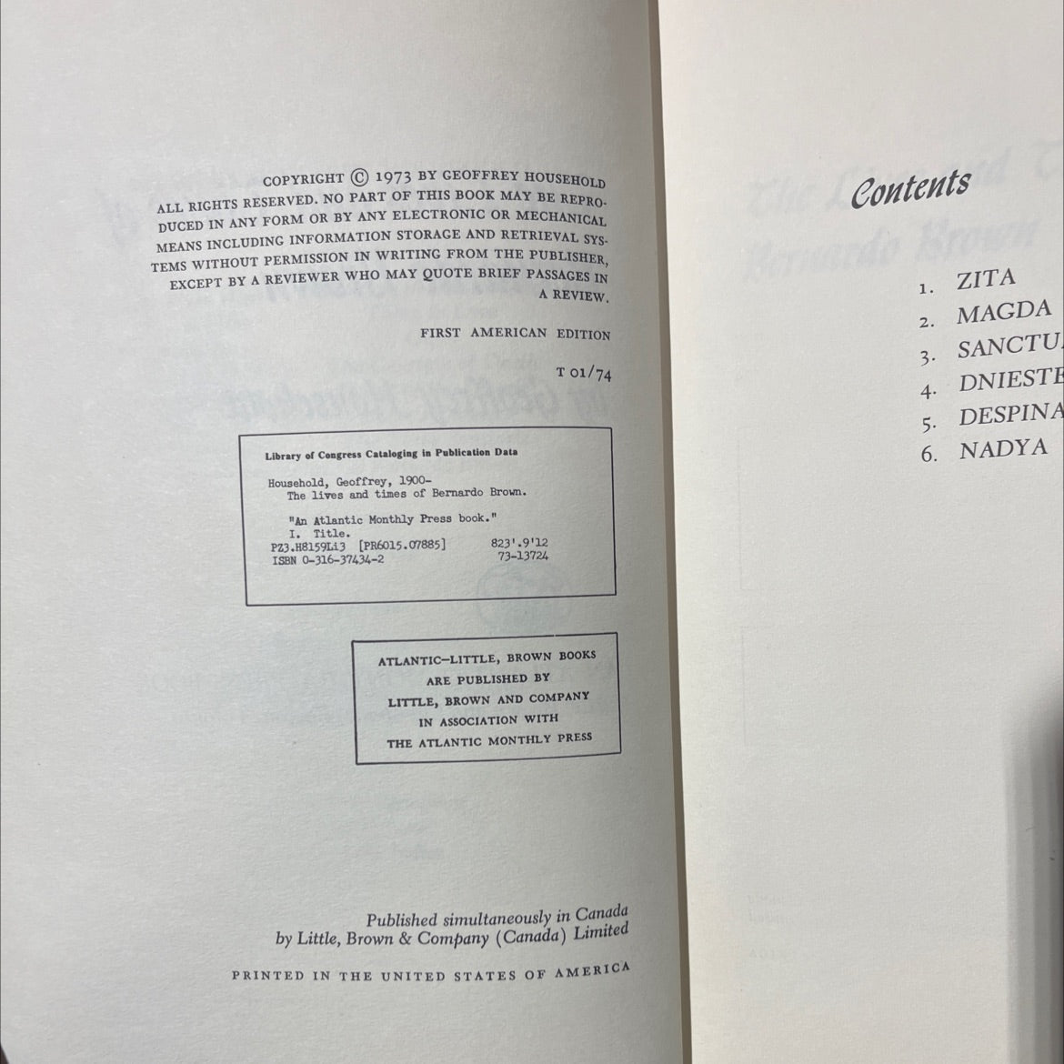 the lives and times of bernardo brown book, by geoffrey household, 1973 Hardcover image 3