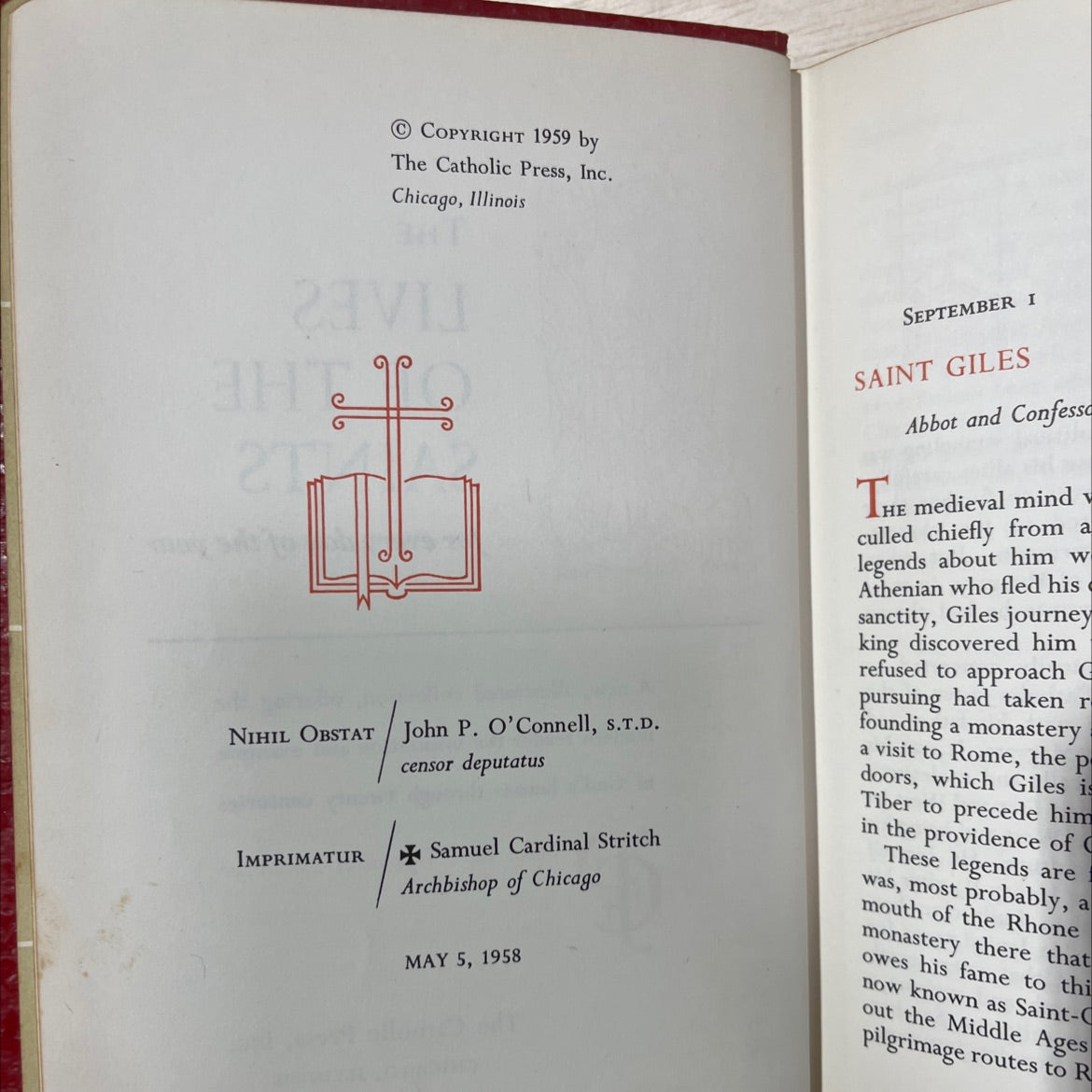 the lives of the saints for every day of the year vol. iii: september-december book, by unknown, 1959 Leather, Vintage image 3