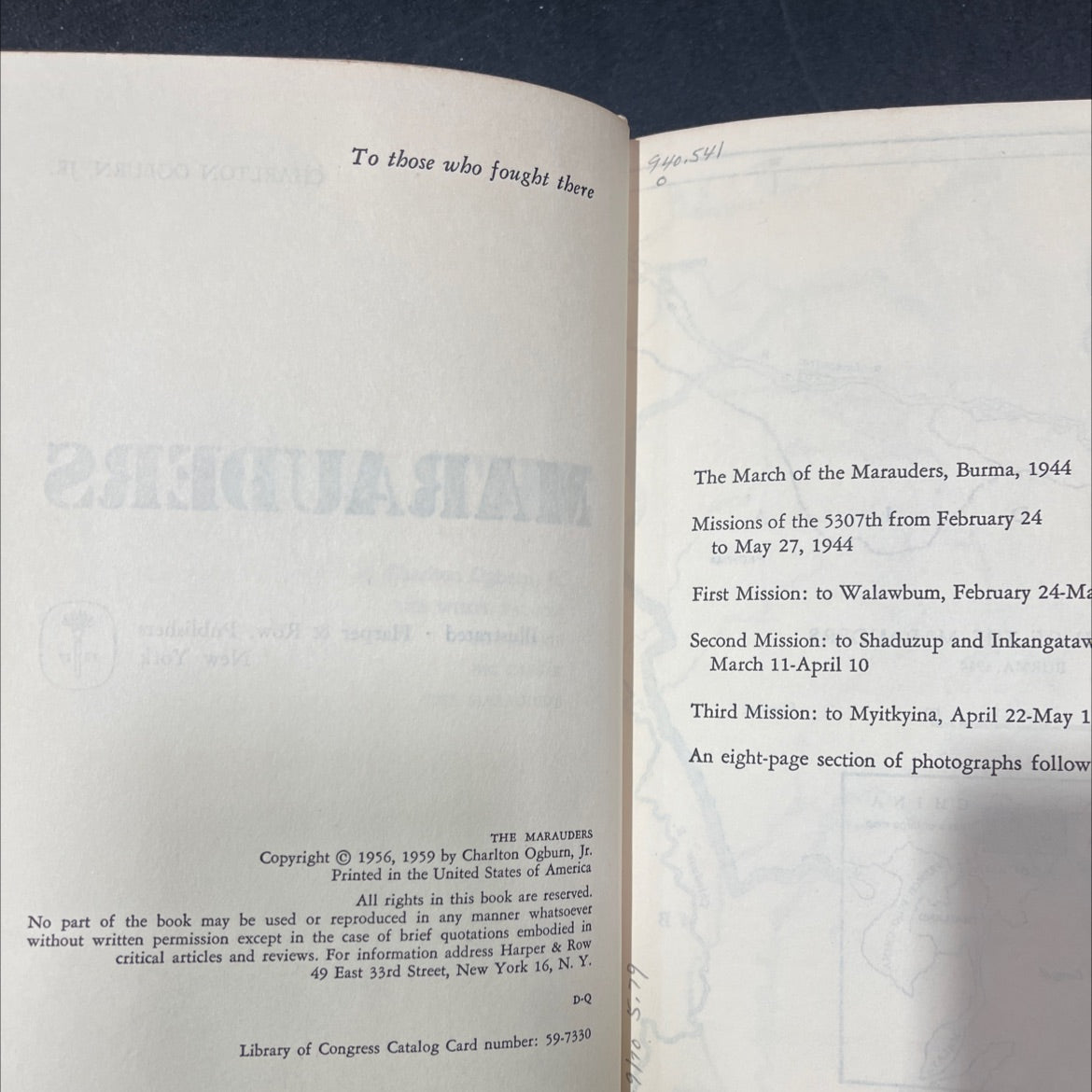 the marauders book, by charlton ogburn, jr., 1959 Hardcover, Heavily Used image 3