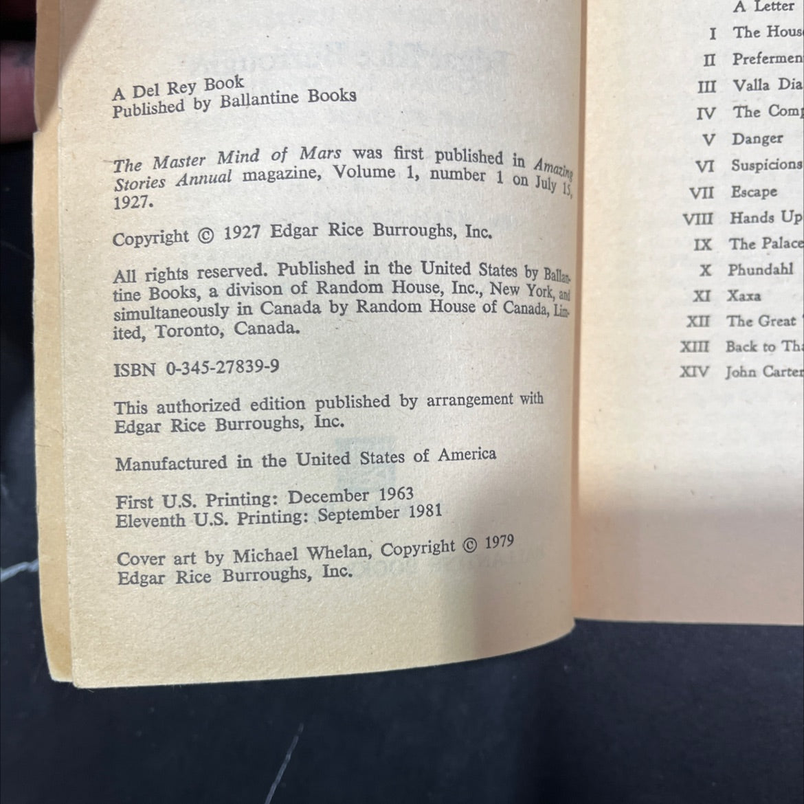 the master mind of mars book, by edgar rice burroughs, 1981 Paperback image 3