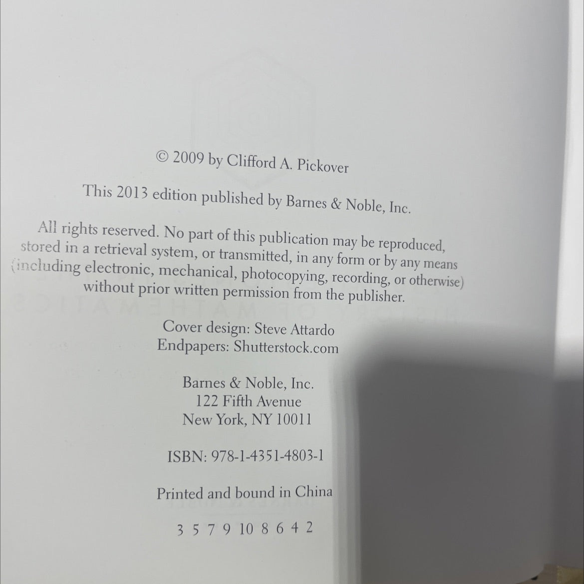 the math book book, by clifford a. pickover, 2013 Leather image 3