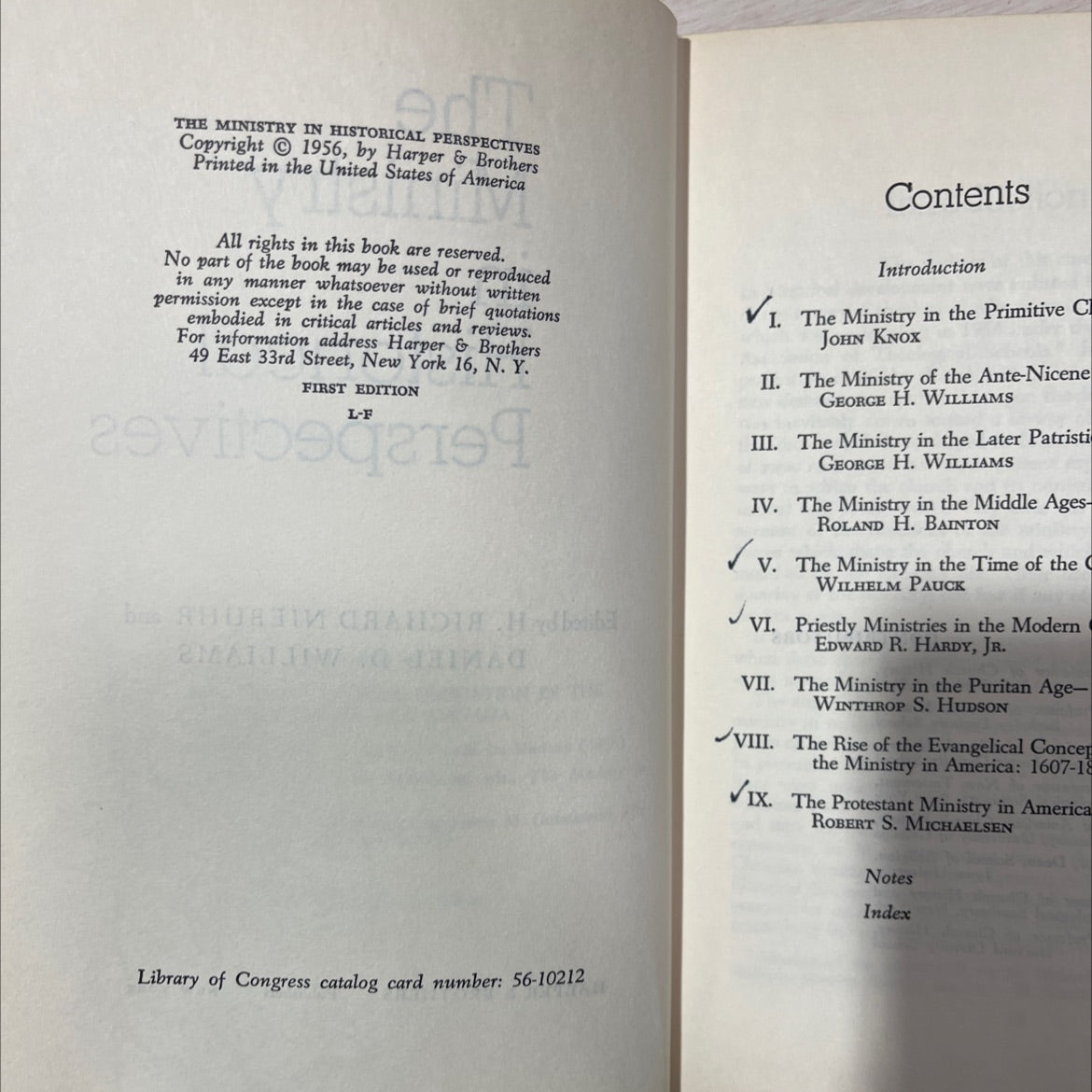the ministry in historical perspectives book, by h. richard niebuhr and daniel d. williams, 1956 Hardcover, Vintage image 3