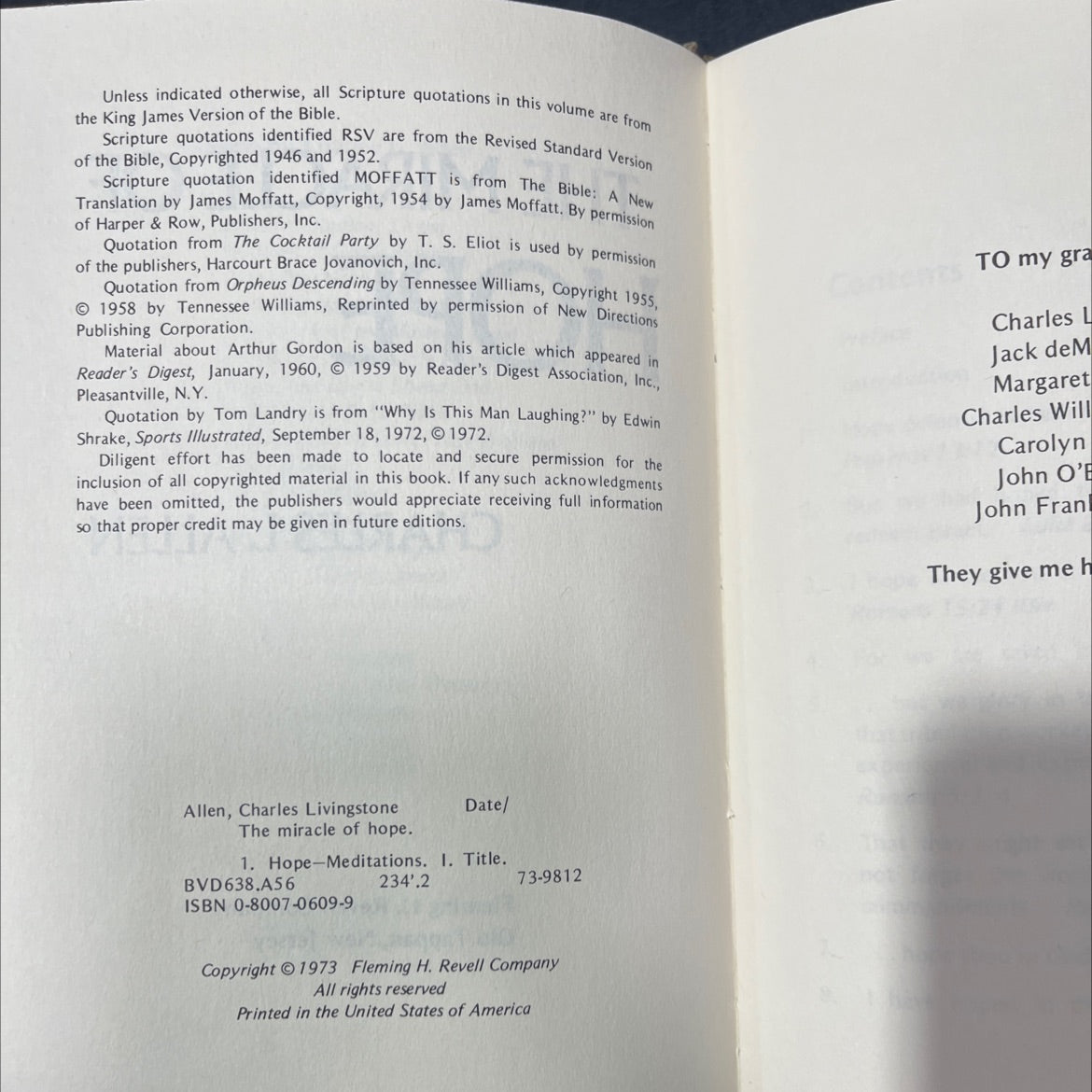 the miracle of hope book, by charles l. allen, 1973 Hardcover image 3