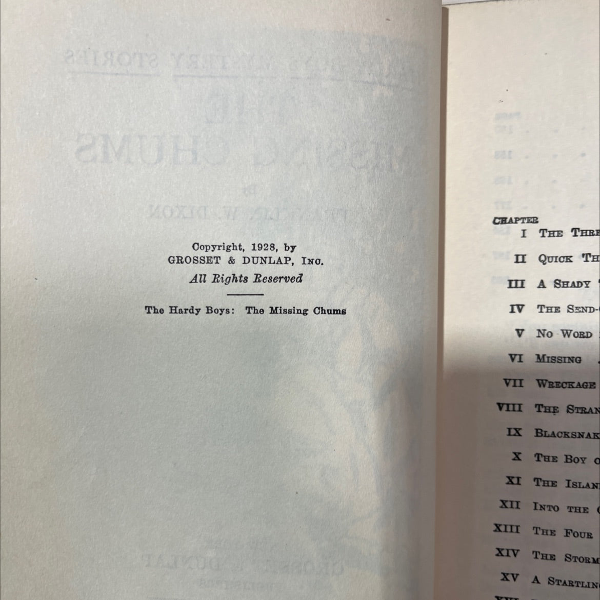 the missing chums book, by franklin w. dixon, 1928 Hardcover, Antique image 3