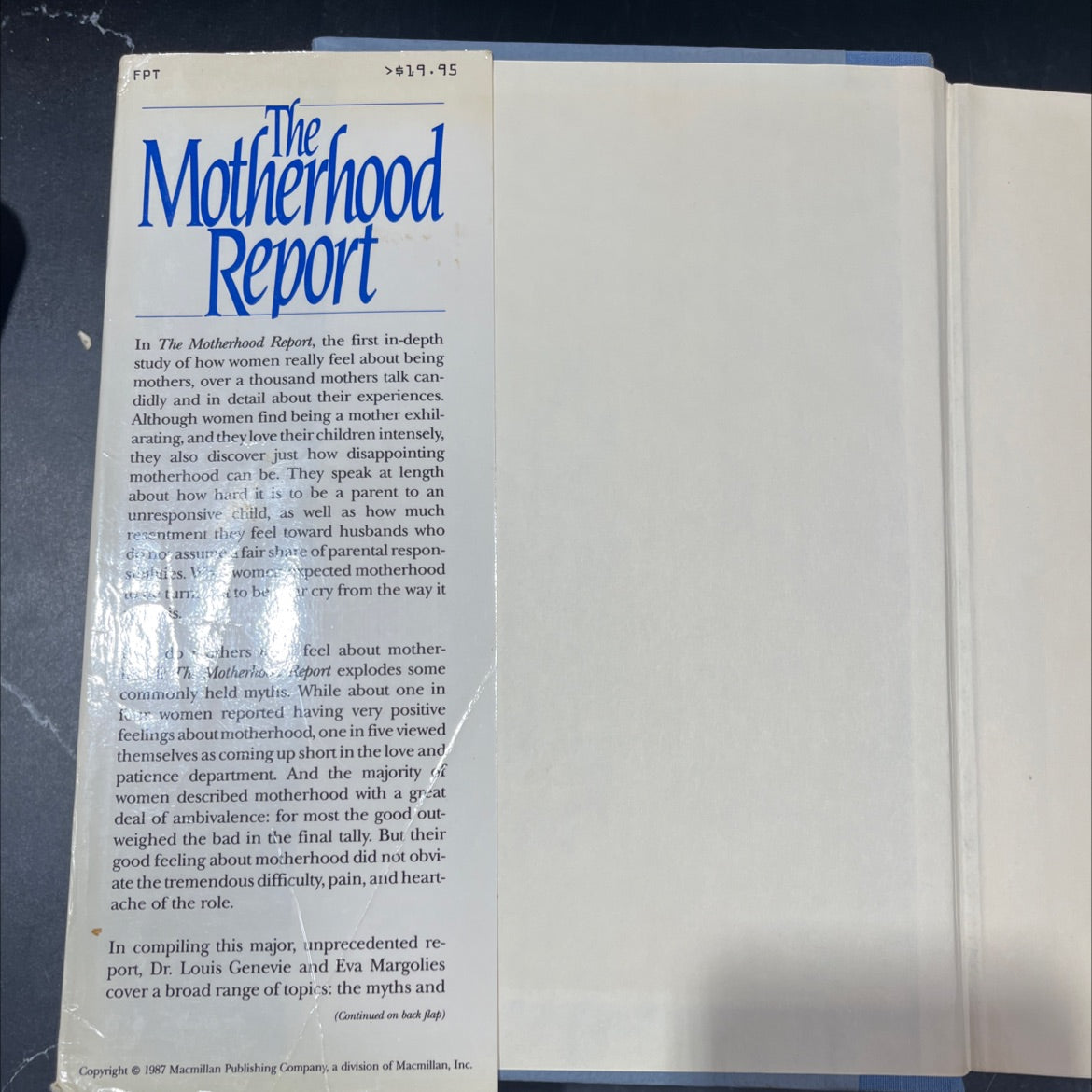 the motherhood report book, by louis genevie, ph.d. and eva margolies, 1987 Hardcover image 4