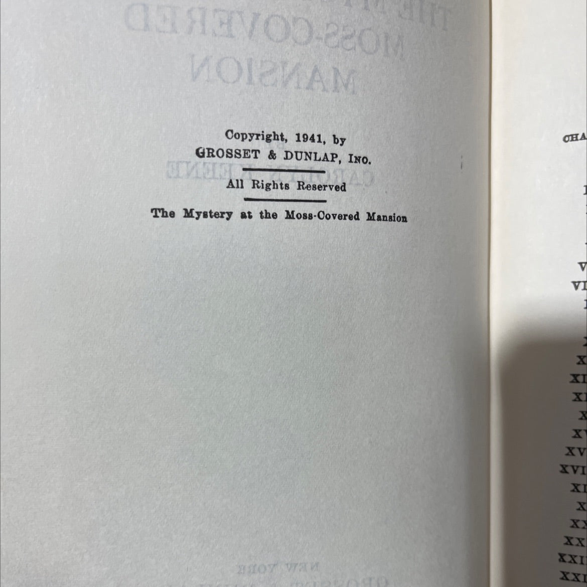 the mystery at the moss-covered mansion book, by carolyn keene, 1941 Hardcover image 3