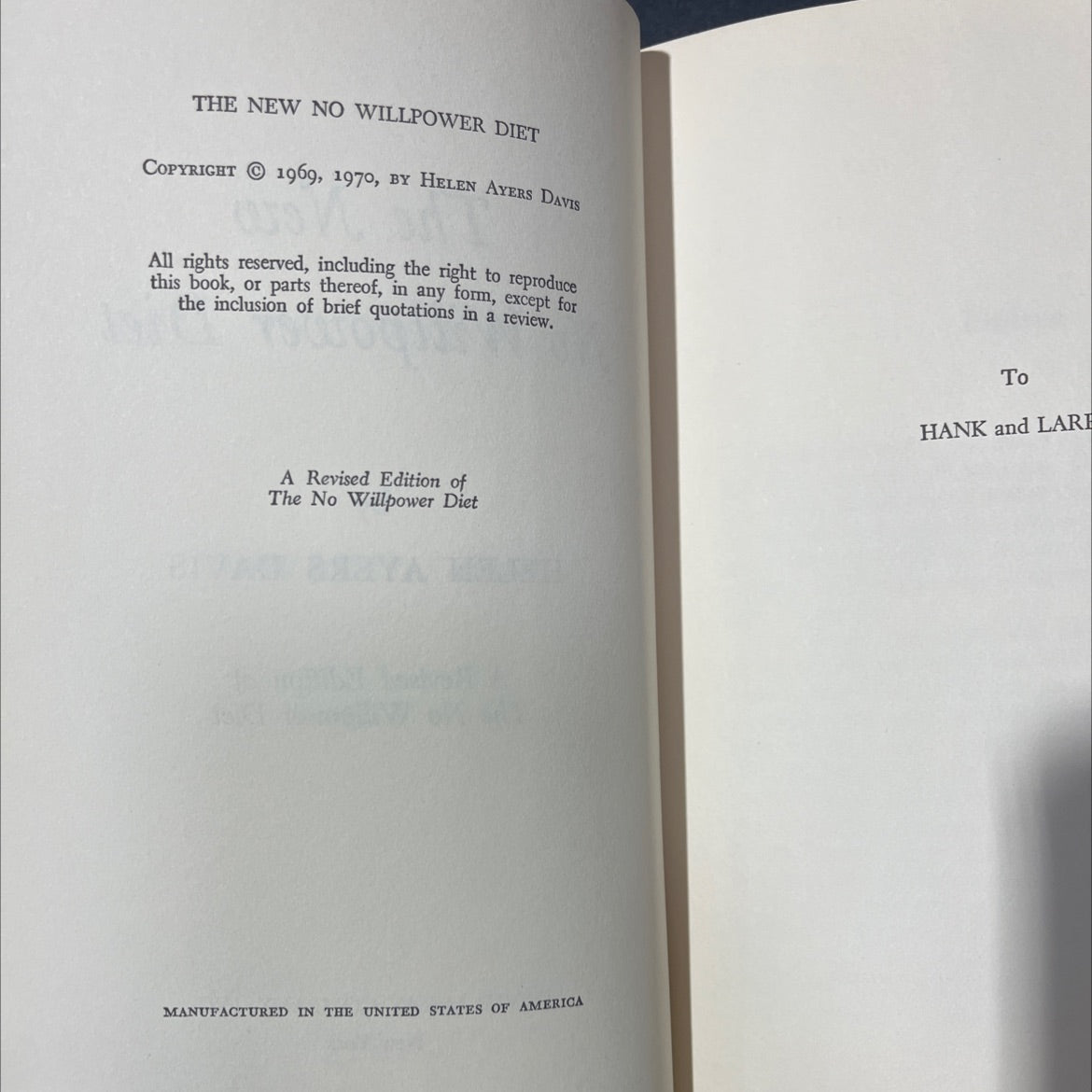 the new no willpower diet book, by helen ayers davis, 1970 Hardcover image 3