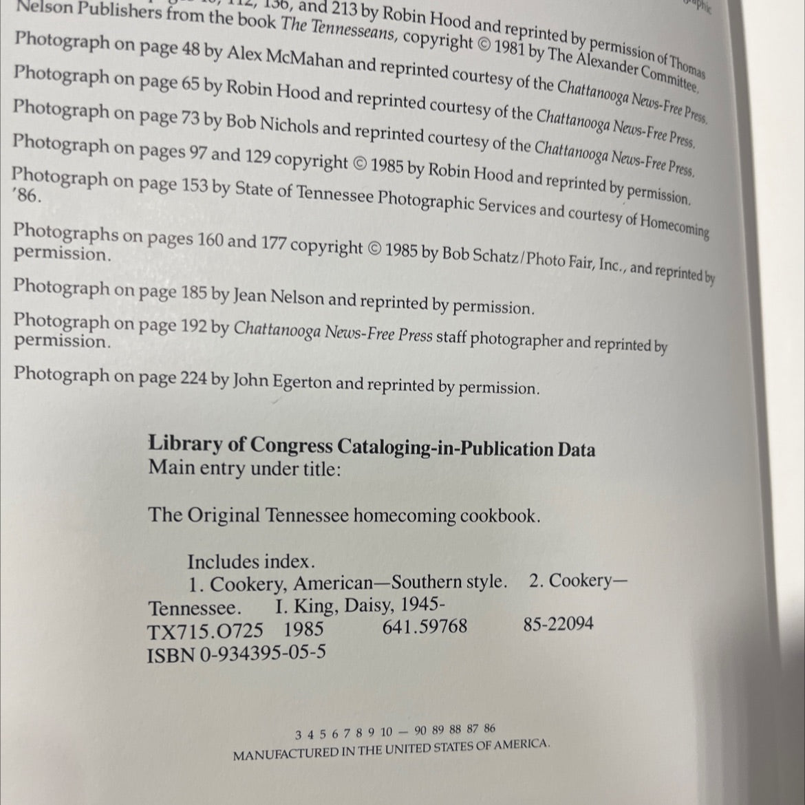 the original tennessee homecoming cookbook book, by Paul Weigle, 1985 Hardcover image 3