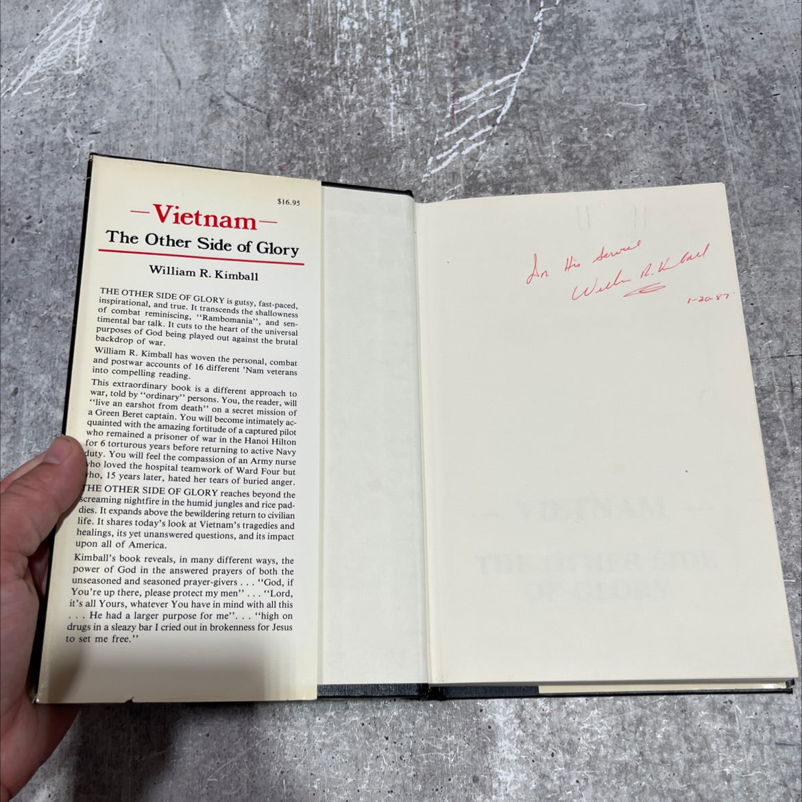SIGNED the other side of glory - vietnam book, by William R. Kimball, 1987 Hardcover image 4