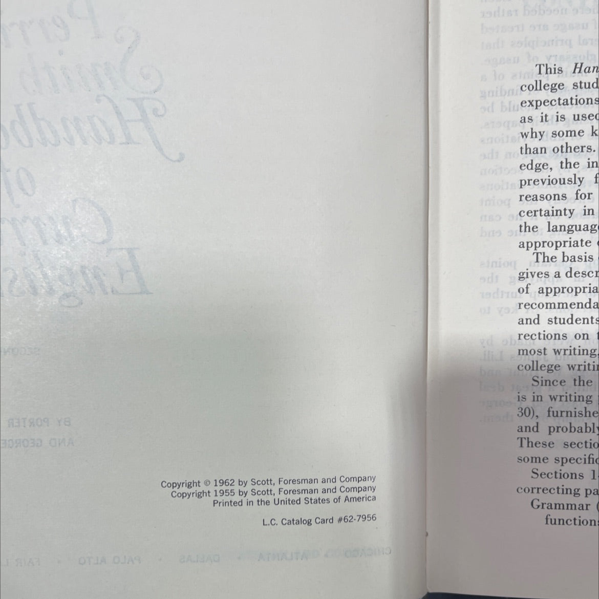 the perrin-smith handbook of current english book, by porter g. perrin and george h. smith, 1962 Hardcover image 3