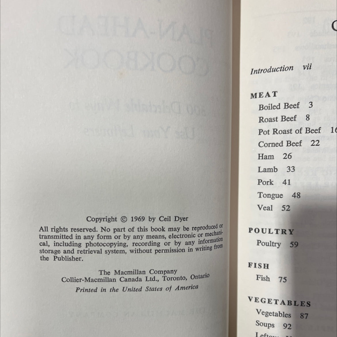 the plan-ahead cookbook 300 delectable ways to use your leftovers book, by Ceil Dyer, 1969 Hardcover image 3