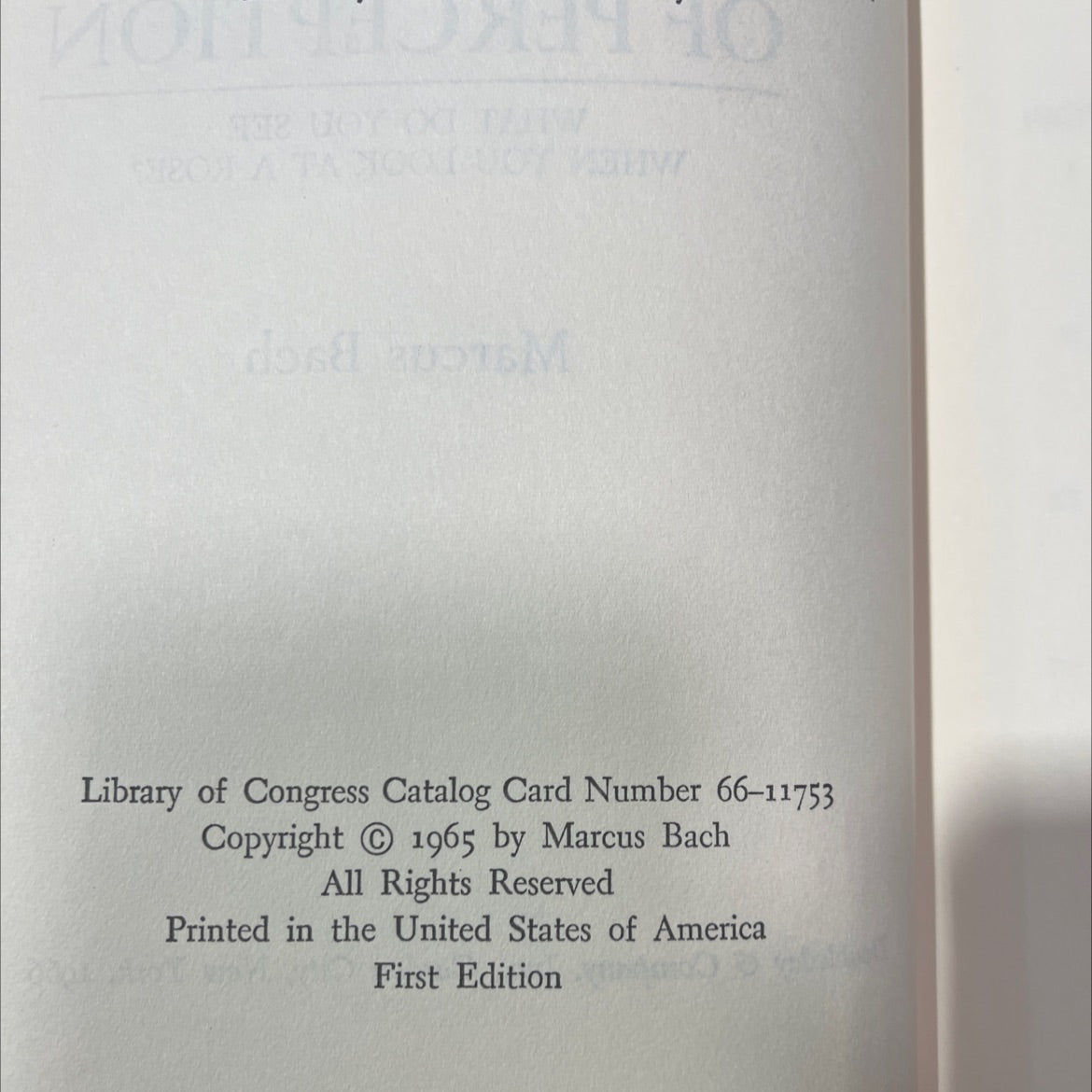 the power of perception what do you see when you look at a rose? book, by Marcus Bach, 2016 Hardcover image 3