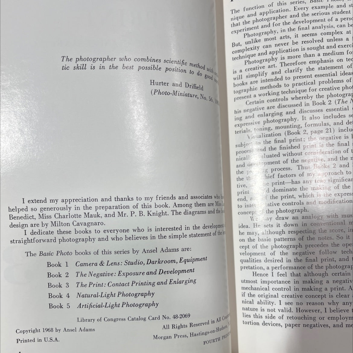 the print: contact printing and enlarging book, by ansel adams, 1968 Hardcover, Vintage image 3