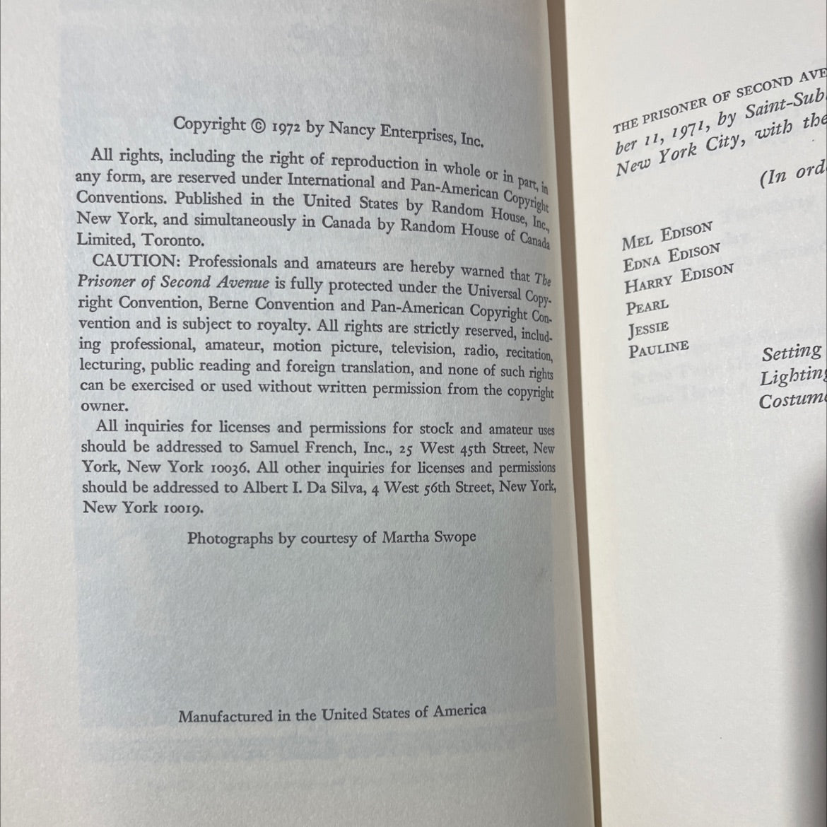 the prisoner of second avenue book, by Neil Simon, 1972 Hardcover image 3