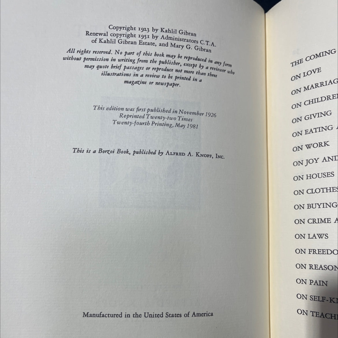 the prophet book, by kahlil gibran, 1981 Hardcover image 3