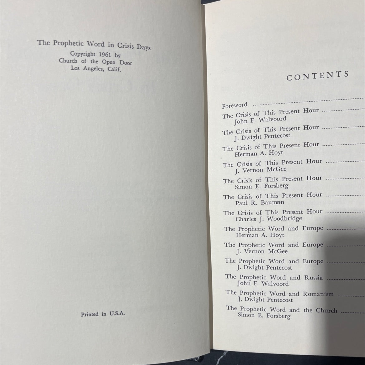 the prophetic word in crisis days book, by Paul Bauman, Simon Forsberg, Herman A. Hoyt, J. Vernon McGee, J. Dwight image 3
