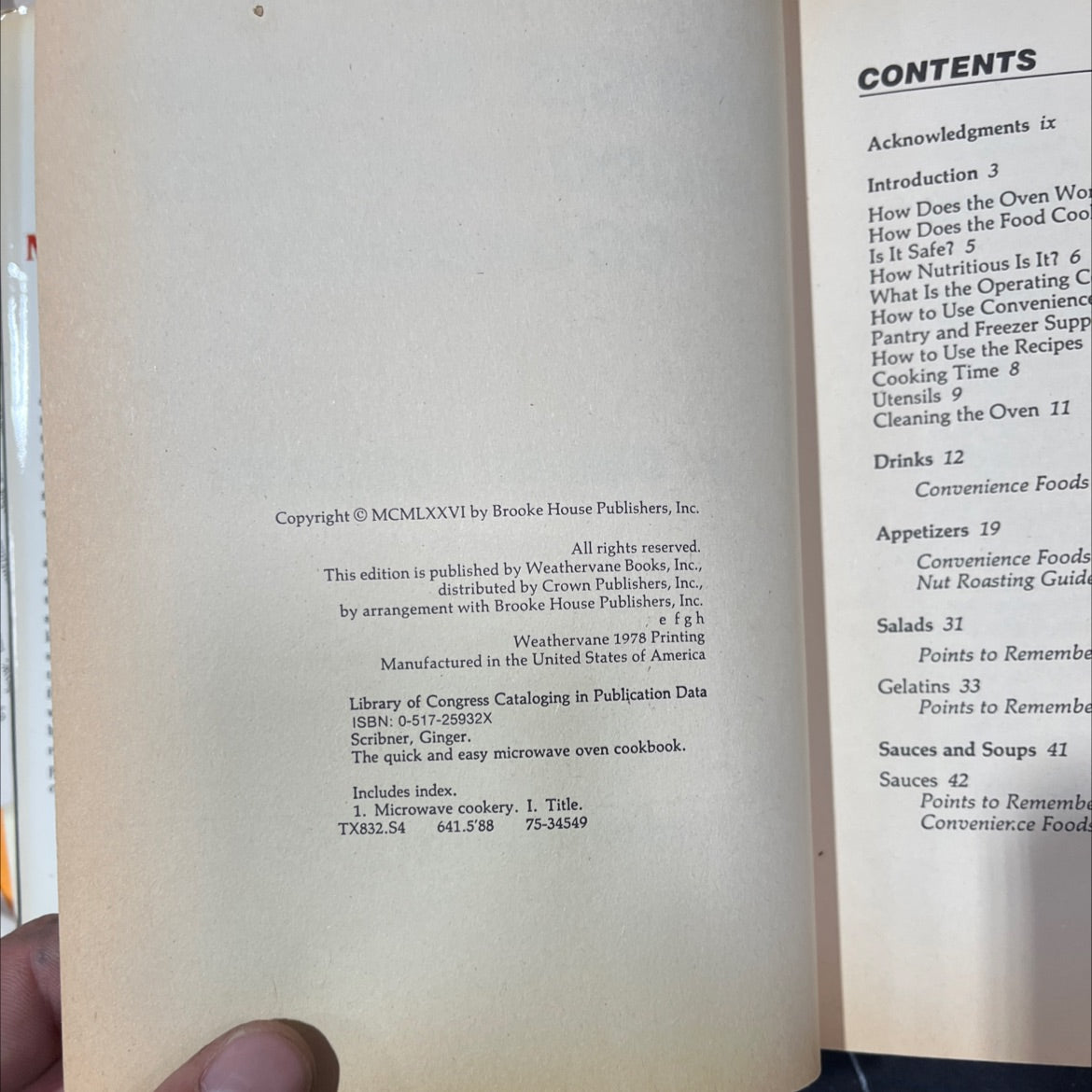 the quick & easy microwave oven cookbook book, by ginger scribner, 1976 Hardcover, Vintage image 3