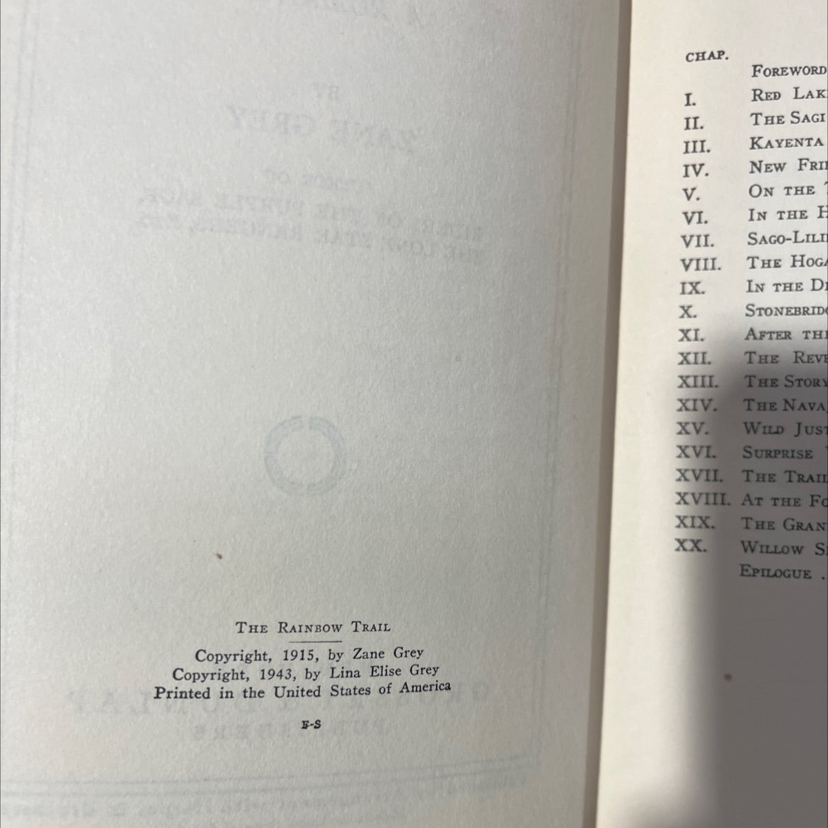 the rainbow trail book, by zane grey, 1943 Hardcover, Antique image 3