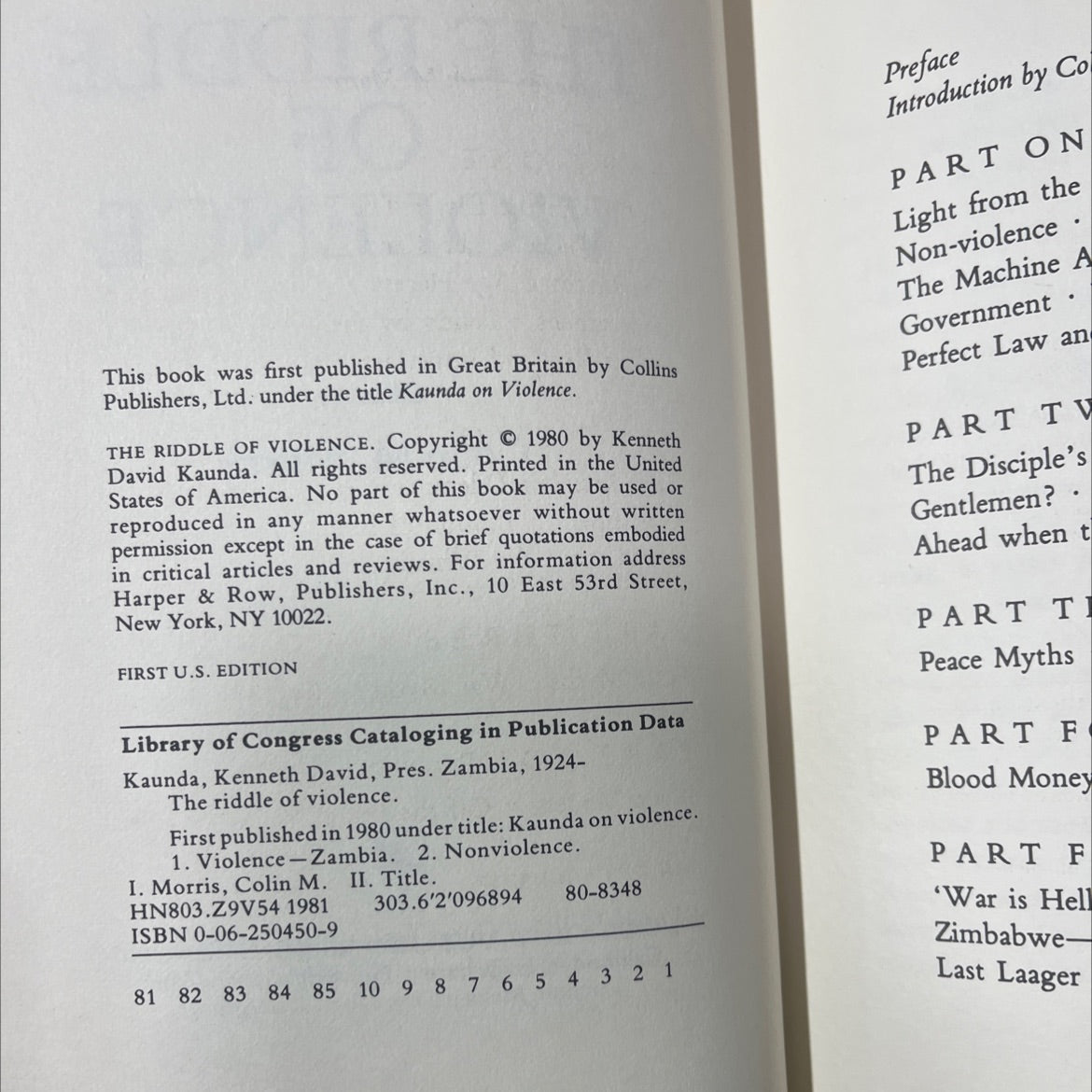 the riddle of violence book, by kenneth kaunda, 1980 Hardcover image 3